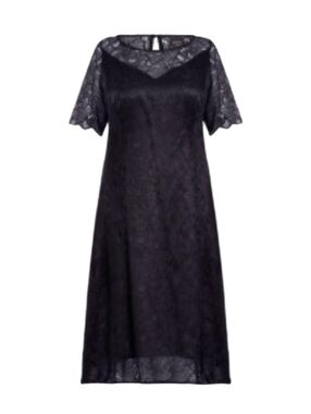 Marina Rinaldi Dorothy Black Lace Midi Dress Short Sleeve Size 22W (31) $435
